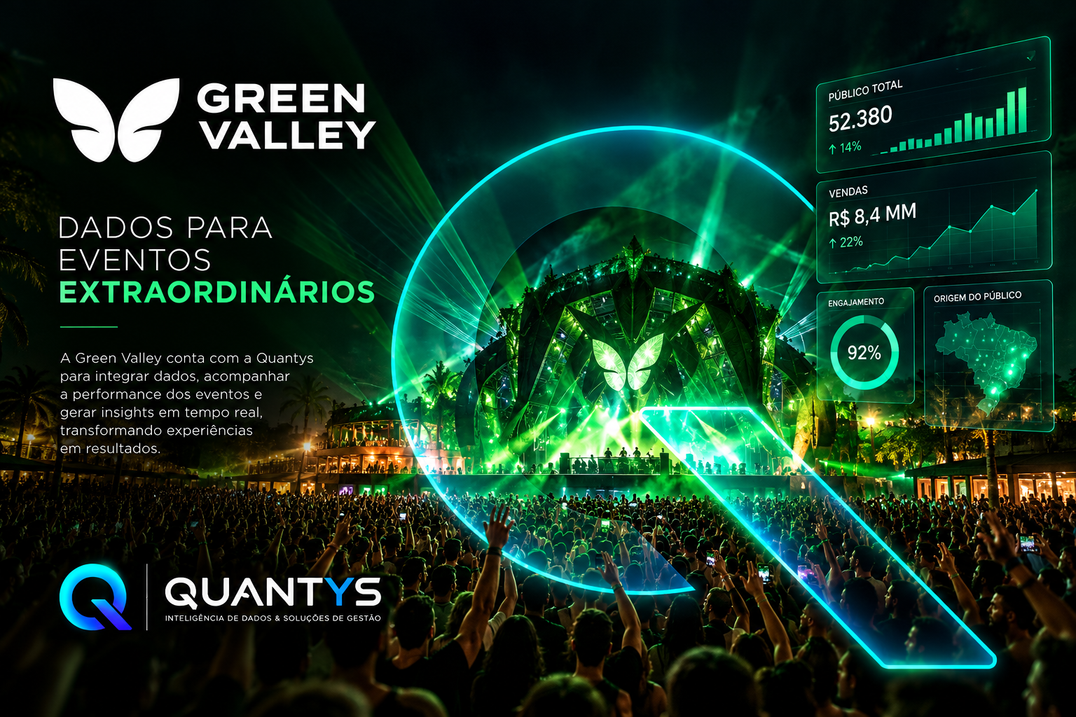 Arte de apresentação do Green Valley e da inteligência de dados Quantys